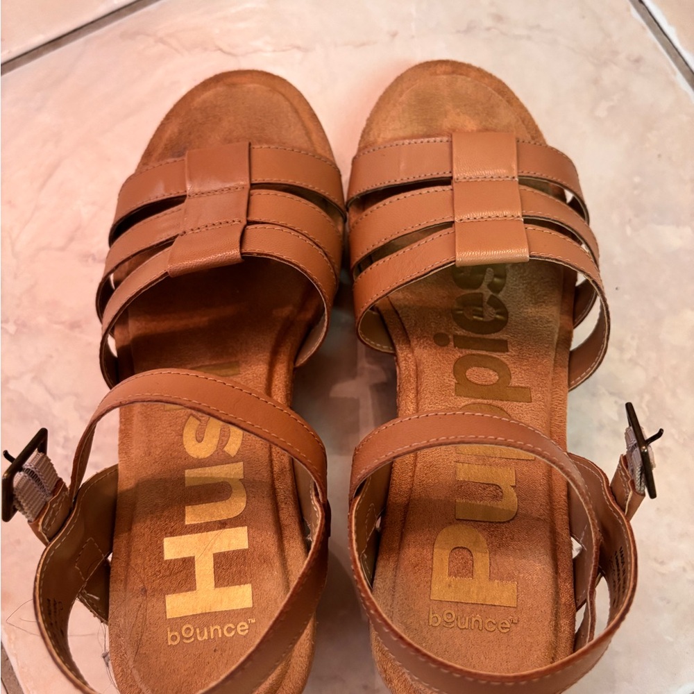 Hush Puppies Brown Strappy Sandals with Cork Soles